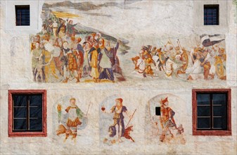Renaissance frescoes on the outer facade