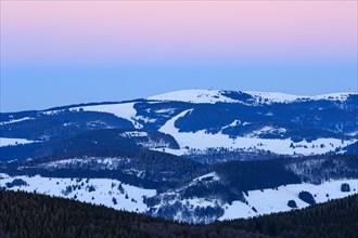 Feldberg with snow at sunset
