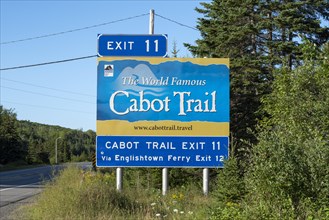 Signpost for the 300km long panoramic road Cabot Trail