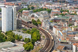 View of tracks of the urban railway and Hackescher Markt