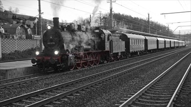 Historic railway with OeBB steam engine of the 657 series