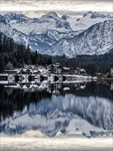 Lake Altaussee and Totes Gebirge in winter