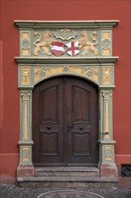 City hall door with coat of arms