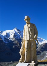 Emperor Franz Josef statue in front of Grossglockener with Pasterze