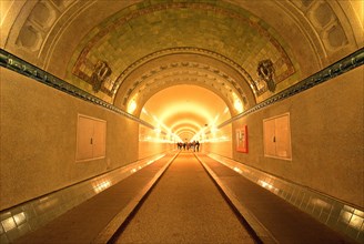 Old Elbe tunnel with pedestrians
