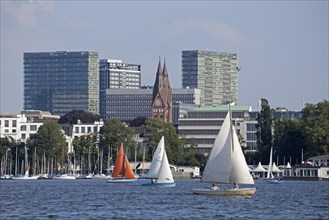 Sailing boats on the outer Alster