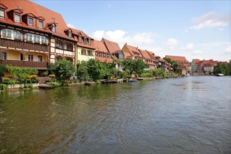 Row of houses in the old town quarter of Little Venice on the banks of the Regnitz