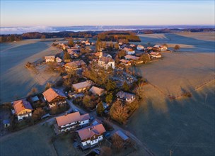 Village Berg near Eurasburg at dawn