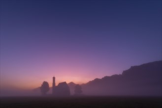 Chapel St. Coloman at blue hour in the fog