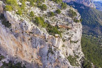 Ruins of the fortress wall of Castell d'Alaro on Puig d'Alaro