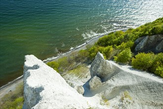 View from the high shore to the Baltic Sea and the chalk cliffs