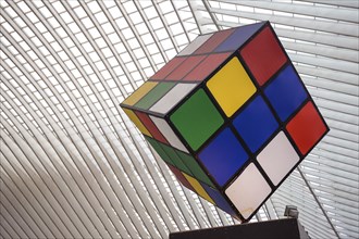 Large Rubik's Cube in Liege station