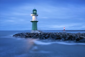 Pier light Warnemuende at dusk