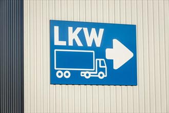 Information sign with logo truck delivery