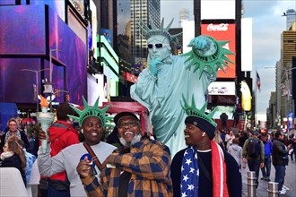 Statue of Liberty as photo object for tourists at Times Square