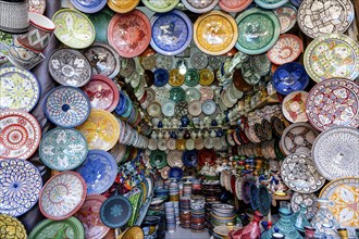 Colorful ceramic bowls at the market of Marrakech
