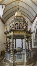 Baptismal fountain in the baroque church of