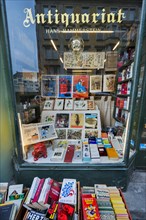 Shop window of an antiquarian bookstore in the Tuerkenstrasse