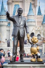 Monument sculpture Walt Disney with Mickey Mouse