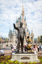 Monument sculpture Walt Disney with Mickey Mouse