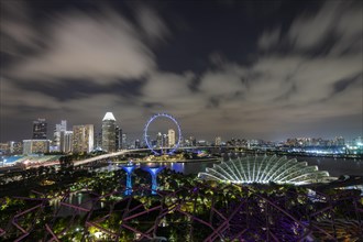 Skyline and Singapore Flyer at night