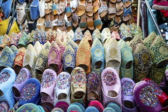 Colorful slippers at the market of Marrakech