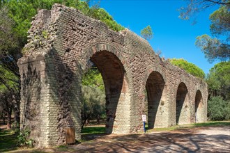 Roman aqueduct in the park Aurelia