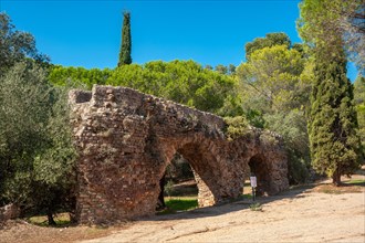 Roman aqueduct in the park Aurelia