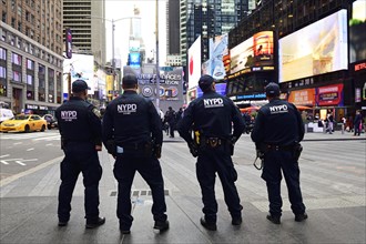 Anti-terrorist police patrol Times Square