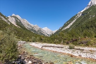 View of the Karwendel valley with mountain peaks