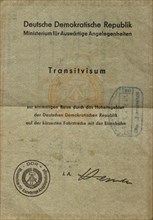 Transit visa of the GDR from 1976