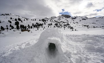 Igloo in the mountains in winter