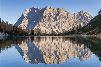 Zugspitze is reflected in the Seebensee