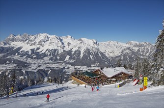 Ski area Planai with view to the Schafalm and the Dachstein massif
