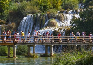 Tourists at Skradinski Buk waterfall