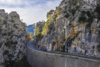 Mountain road Ma-2130 at the Coll de Sa Bataia in the Serra de Tramuntana