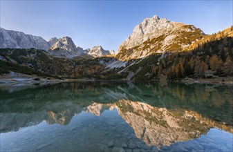 Mountains are reflected in the Seebensee