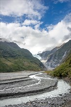 Riverbed of the glacier river Waiho River
