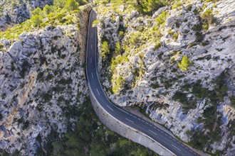 Mountain road Ma-2130 at the Coll de Sa Bataia in the Serra de Tramuntana