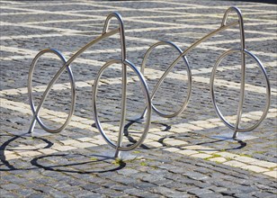 Stainless steel bicycle rack on the market in Zittau