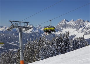 Ski area Planai with view to the Dachstein massif