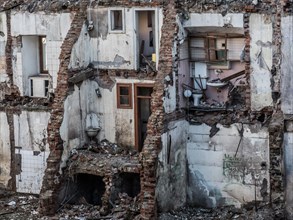Facade of a ruined building