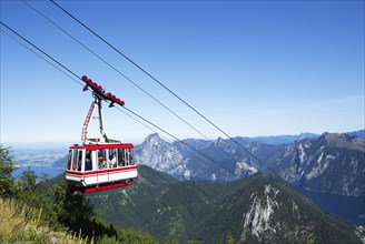 Feuerkogel cable car with view of the Lake Traun and Traunstein