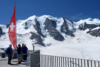 View of the Diavolezza ski area from the panoramic terrace at the top station