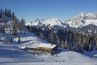Ski area Reiteralm with view to the Dachstein massif