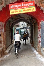 Bicycle entering a narrow street