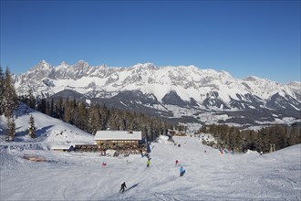 Ski area Reiteralm with view to the Dachstein massif