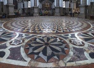 Mosaic floor in the interior of the baroque church Santa Maria della Salute