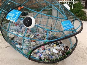 Collection of plastic waste at the beach of Hua Hin