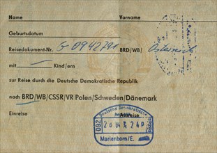 Transit visa of the GDR from 1976